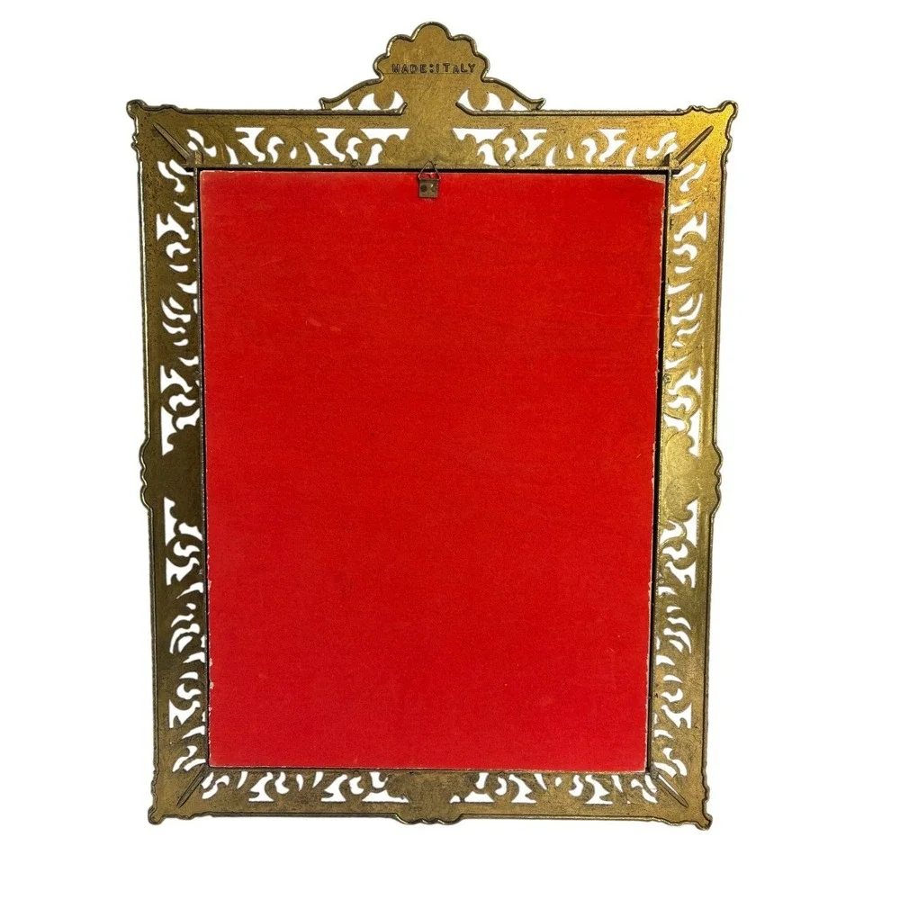 Vintage Italian Gold Filigree Frame The Infant Samuel Praying Curved Glass 16x22
